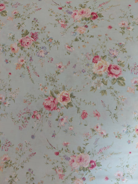 Rococo and Sweet fabric by Lecien 31361-60 Roses on Aqua