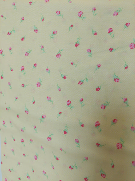 Antique Flower In Pastel by Lecien Cotton Fabric 31423-50 Rosebuds on Yellow