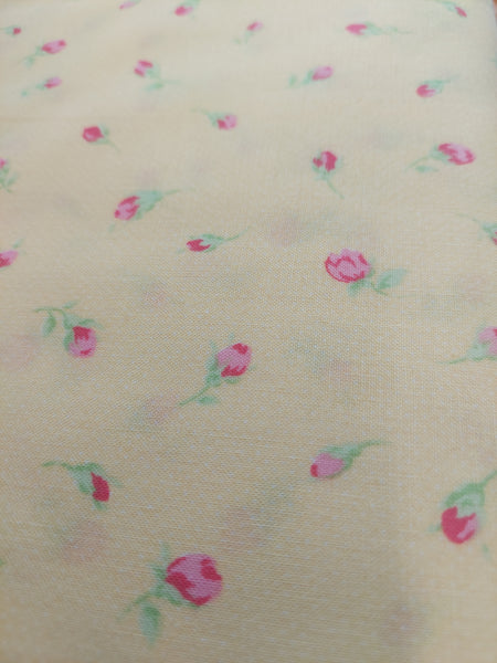 Antique Flower In Pastel by Lecien Cotton Fabric 31423-50 Rosebuds on Yellow