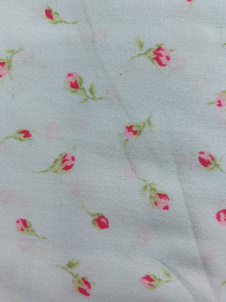 Antique Flower In Pastel by Lecien Cotton Fabric 31423-70 Rosebuds on Blue