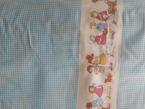 Petit Marianne cotton fabric by Lecien 31036-70 blue gingham border print