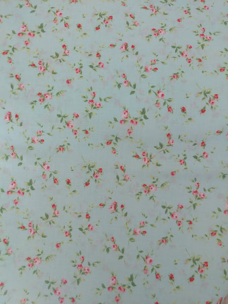 Flower Sugar cotton fabric by Lecien 30743-70 Roses on Blue