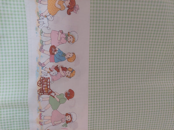 Petit Marianne cotton fabric by Lecien 31036-60 green gingham border print