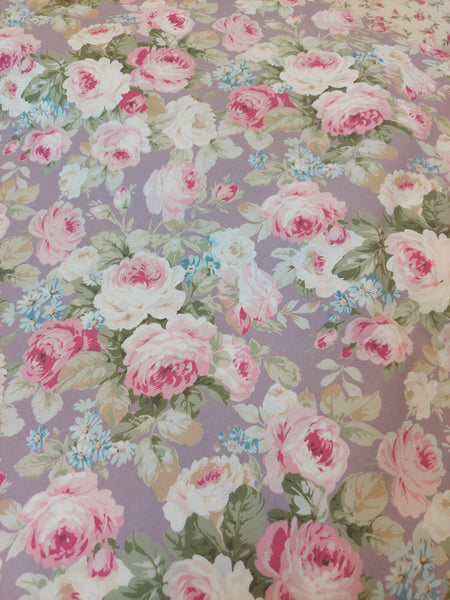 RuRu Bouquet cotton fabric by Quilt Gate Ru2420-11D  Pink Roses on Purple