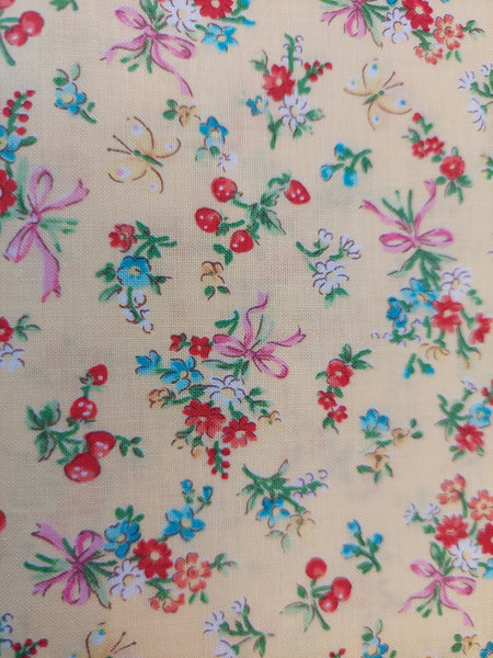 Kawaii and Friends Little World LW2020-14B Cotton Fabric by Quilt Gate Flowers on bright yellow