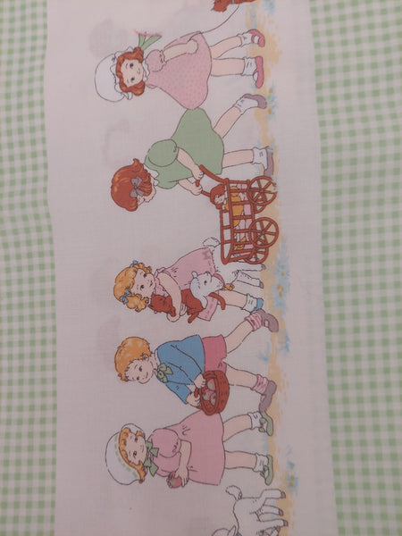 Petit Marianne cotton fabric by Lecien 31036-60 green gingham border print