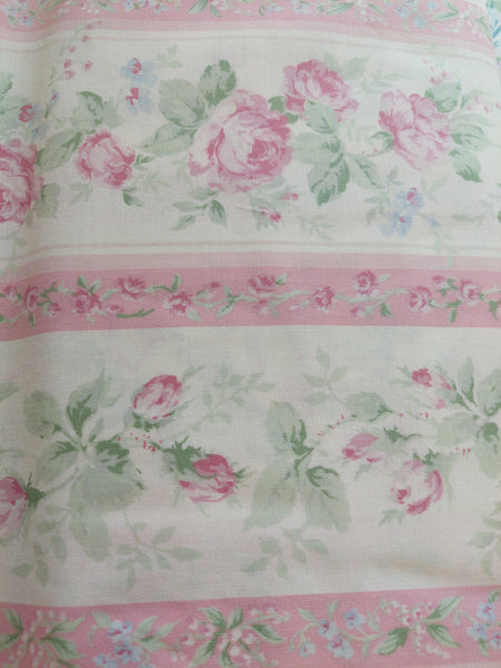 Yuwa cotton fabric Medium Pink stripe with roses HH812948B