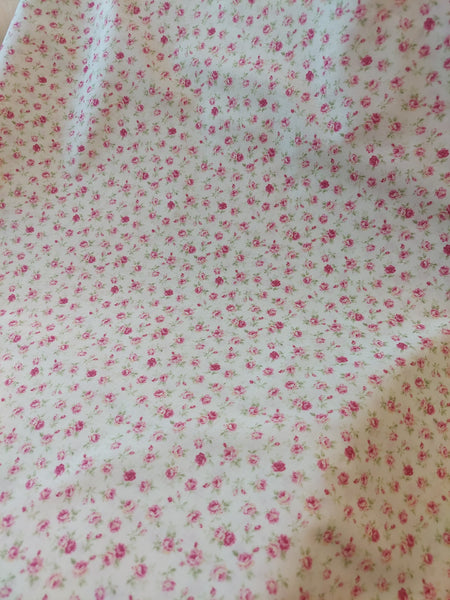 RuRu Bouquet cotton fabric by Quilt Gate Ru2420-14C Small Pink Roses on Blue