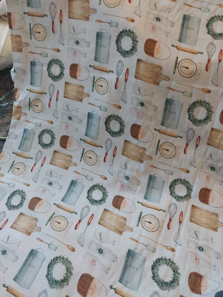 Tossed Flour, Eggs and Milk cotton fabric by Springs Creative CP75791 on White