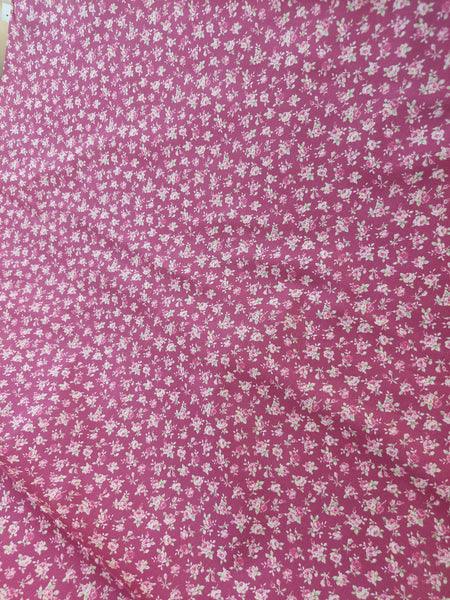 RuRu Bouquet cotton fabric by Quilt Gate Ru2420-14E Small Pink Roses on Dark Pink