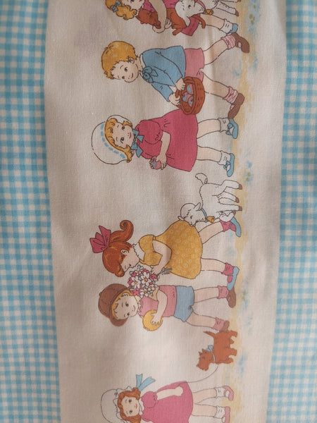 Petit Marianne cotton fabric by Lecien 31036-70 blue gingham border print