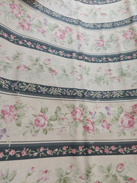 Yuwa cotton fabric Black Stripe with Roses HH812948E