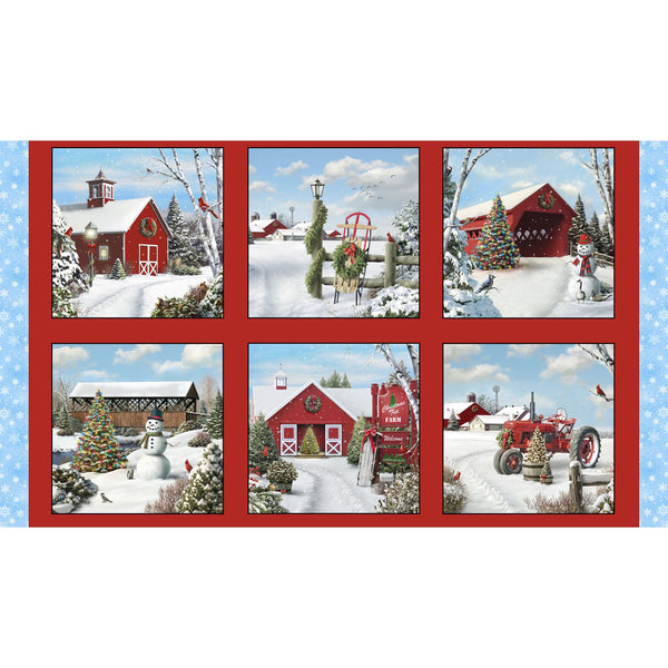'Tis the Season cotton fabric by Elizabeth's Studio ELS13002-RED Panel