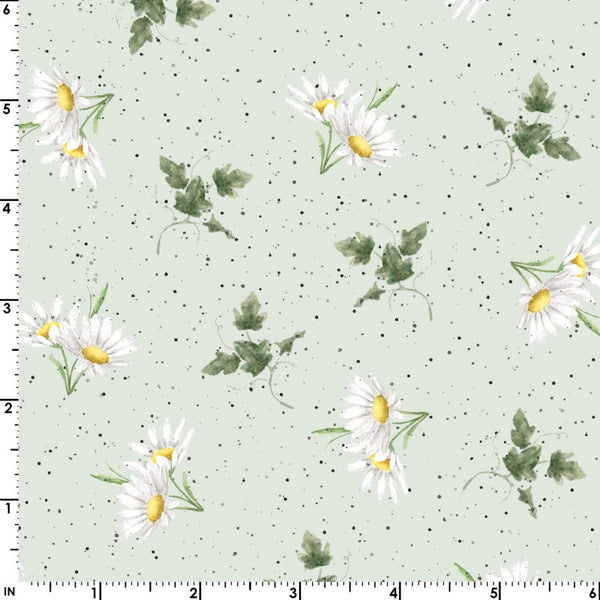 Bramble Patch Cotton Fabric by Maywood Studios 10105- G Daisy Toss Green