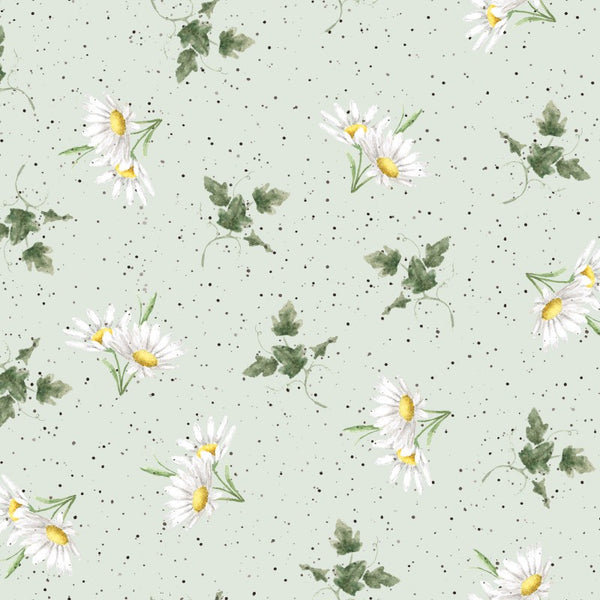 Bramble Patch Cotton Fabric by Maywood Studios 10105- G Daisy Toss Green