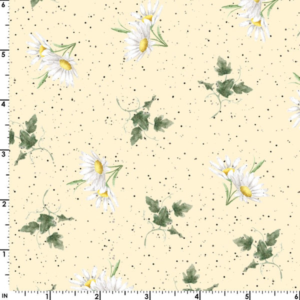 Bramble Patch Cotton Fabric by Maywood Studios 10105-S Daisy Toss Yellow