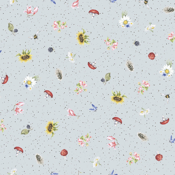Bramble Patch Cotton Fabric by Maywood Studios 10106-B Mini Print in Blue