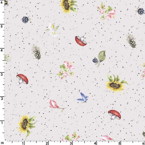 Bramble Patch Cotton Fabric by Maywood Studios 10106-K Mini Print in Gray