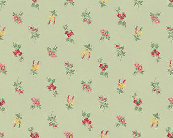 Julia cotton fabric by Quilt Gate MR2180-14C Small floral on Green