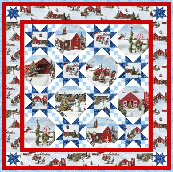 'Tis the Season cotton fabric by Elizabeth's Studio ELS13002-RED Panel