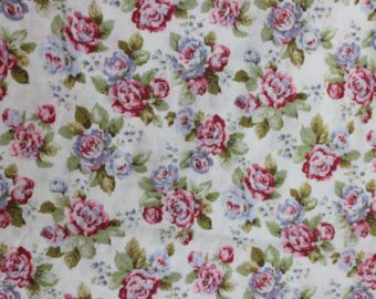 Yuwa cotton fabric Roses and Ribbons on Cream YWP819855A